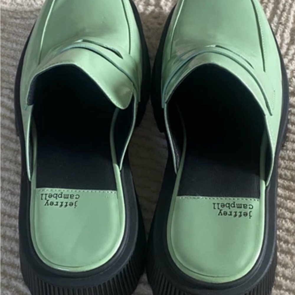 Jeffrey Campbell Pistachio Green leather Mules Chunky Platform Loafer Slides 39 - Picture 11 of 11